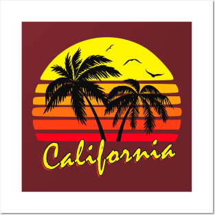 California Retro Sunset Posters and Art